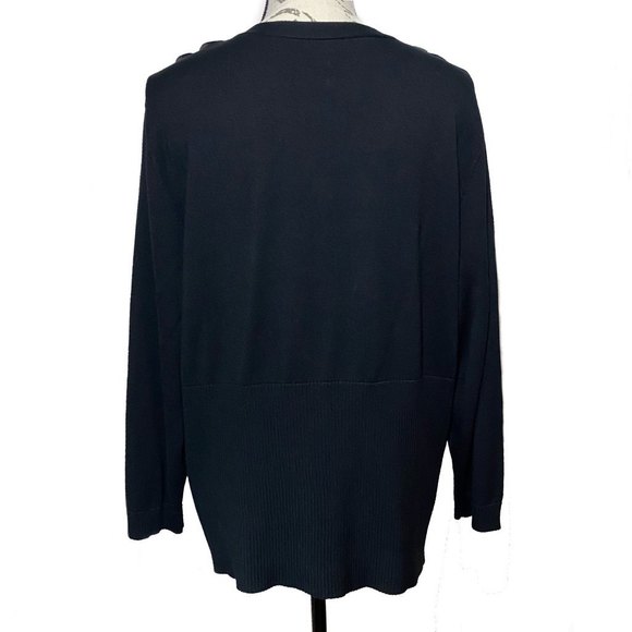 Beautiful Nine West Woman Scallop Petals Cardigan Plus Size 3X Black - Picture 2 of 6